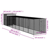 Chicken Cage with Run Light Grey 165x863x181 cm Galvanised Steel - Low Angle