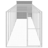 Chicken Cage with Run Light Grey 165x1067x181 cm Galvanised Steel - Side View