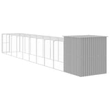 Chicken Cage with Run Light Grey 165x1067x181 cm Galvanised Steel - 45-Degree Angle