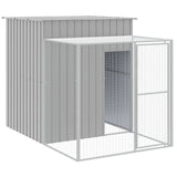 Chicken Cage with Run Light Grey 165x1067x181 cm Galvanised Steel - Rear View