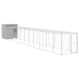 Chicken Cage with Run Light Grey 165x1271x181 cm Galvanised Steel - Front View