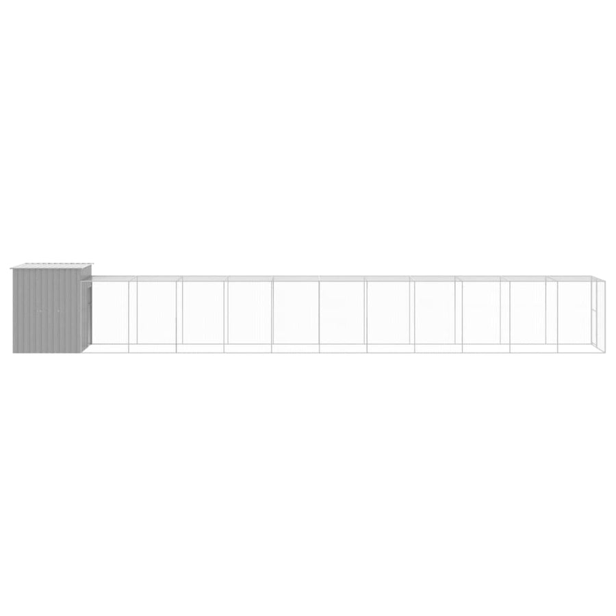 Chicken Cage with Run Light Grey 165x1271x181 cm Galvanised Steel