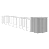 Chicken Cage with Run Light Grey 165x1271x181 cm Galvanised Steel - 45-Degree Angle