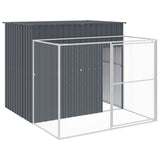 Dog House with Run Anthracite 214x253x181 cm Galvanised Steel - Front View