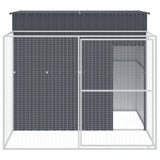 Dog House with Run Anthracite 214x253x181 cm Galvanised Steel - Side View