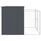 Dog House with Run Anthracite 214x253x181 cm Galvanised Steel - Top-Down View