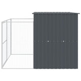 Dog House with Run Anthracite 214x253x181 cm Galvanised Steel - 45-Degree Angle