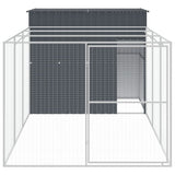 Dog House with Run Anthracite 214x457x181 cm Galvanised Steel - Side View