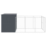 Dog House with Run Anthracite 214x457x181 cm Galvanised Steel - Top-Down View