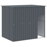 Dog House with Run Anthracite 214x457x181 cm Galvanised Steel - Rear View