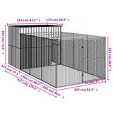 Dog House with Run Anthracite 214x457x181 cm Galvanised Steel - Extra Image