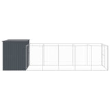 Dog House with Run Anthracite 214x661x181 cm Galvanised Steel - Top-Down View
