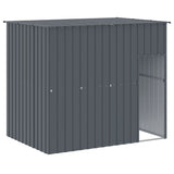 Dog House with Run Anthracite 214x661x181 cm Galvanised Steel - Rear View