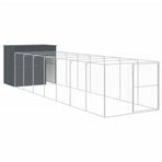 Dog House with Run Anthracite 214x865x181 cm Galvanised Steel
