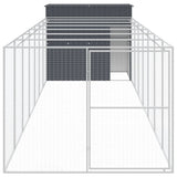 Dog House with Run Anthracite 214x865x181 cm Galvanised Steel - Side View