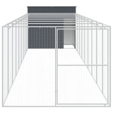 Dog House with Run Anthracite 214x1069x181 cm Galvanised Steel - Side View