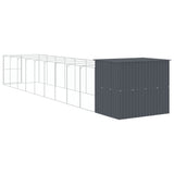 Dog House with Run Anthracite 214x1069x181 cm Galvanised Steel