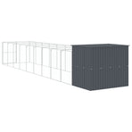 Dog House with Run Anthracite 214x1069x181 cm Galvanised Steel