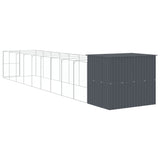 Dog House with Run Anthracite 214x1069x181 cm Galvanised Steel - 45-Degree Angle