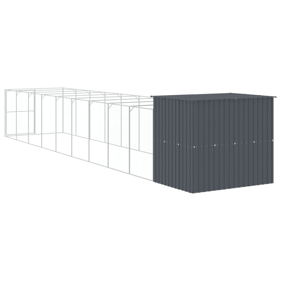 Dog House with Run Anthracite 214x1069x181 cm Galvanised Steel