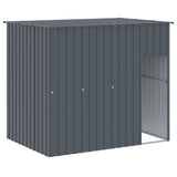 Dog House with Run Anthracite 214x1273x181 cm Galvanised Steel - Rear View
