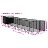 Dog House with Run Anthracite 214x1273x181 cm Galvanised Steel - Extra Image