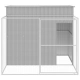 Dog House with Run Light Grey 214x253x181 cm Galvanised Steel - Side View