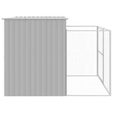 Dog House with Run Light Grey 214x253x181 cm Galvanised Steel