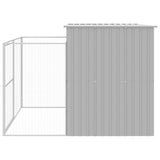 Dog House with Run Light Grey 214x253x181 cm Galvanised Steel - 45-Degree Angle