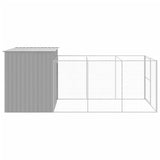 Dog House with Run Light Grey 214x457x181 cm Galvanised Steel