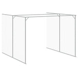 Dog House with Run Light Grey 214x457x181 cm Galvanised Steel - Close-Up Angle