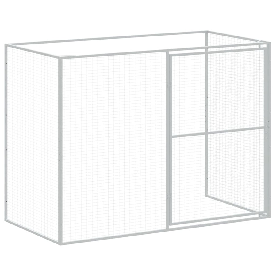 Dog House with Run Light Grey 214x457x181 cm Galvanised Steel