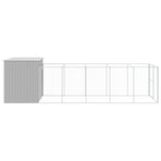 Dog House with Run Light Grey 214x661x181 cm Galvanised Steel