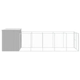 Dog House with Run Light Grey 214x661x181 cm Galvanised Steel - Top-Down View