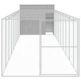 Dog House with Run Light Grey 214x1069x181 cm Galvanised Steel - Side View
