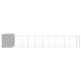 Dog House with Run Light Grey 214x1069x181 cm Galvanised Steel - Top-Down View