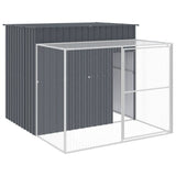 Dog House with Run Anthracite 214x253x181 cm Galvanised Steel - Front View