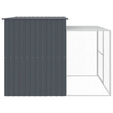 Dog House with Run Anthracite 214x253x181 cm Galvanised Steel - Top-Down View