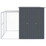 Dog House with Run Anthracite 214x253x181 cm Galvanised Steel - 45-Degree Angle