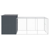 Dog House with Run Anthracite 214x457x181 cm Galvanised Steel - Top-Down View