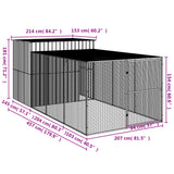Dog House with Run Anthracite 214x457x181 cm Galvanised Steel - Extra Image