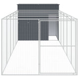 Dog House with Run Anthracite 214x661x181 cm Galvanised Steel - Side View