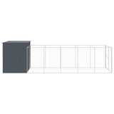 Dog House with Run Anthracite 214x661x181 cm Galvanised Steel - Top-Down View