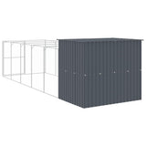 Dog House with Run Anthracite 214x661x181 cm Galvanised Steel