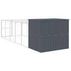 Dog House with Run Anthracite 214x661x181 cm Galvanised Steel