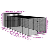 Dog House with Run Anthracite 214x661x181 cm Galvanised Steel - Extra Image