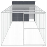 Dog House with Run Anthracite 214x865x181 cm Galvanised Steel - Side View