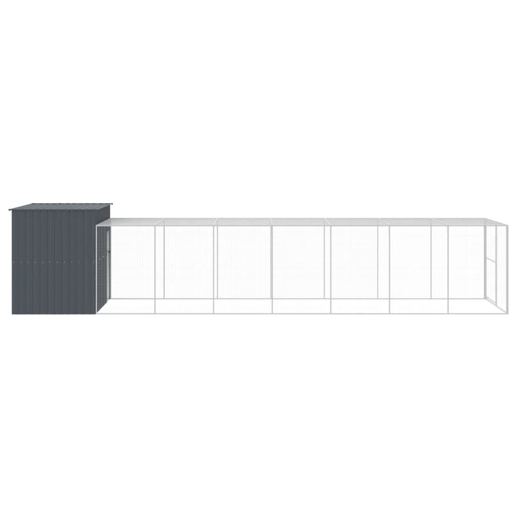 Dog House with Run Anthracite 214x865x181 cm Galvanised Steel