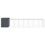 Dog House with Run Anthracite 214x865x181 cm Galvanised Steel