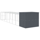 Dog House with Run Anthracite 214x865x181 cm Galvanised Steel - 45-Degree Angle